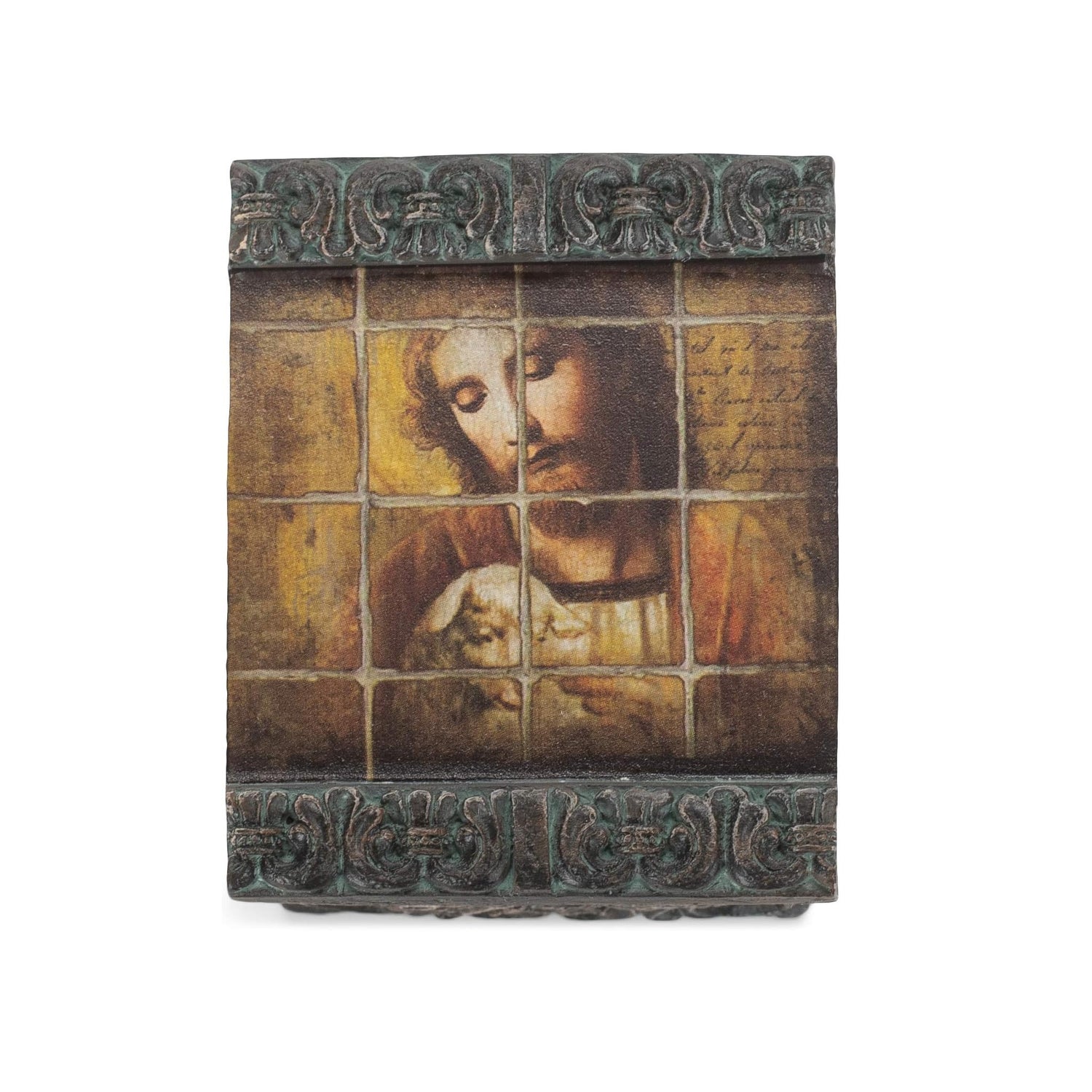 Joseph's Studio Tile Art Jesus and Lamb Keepsake Box, 1.5-Inch Height