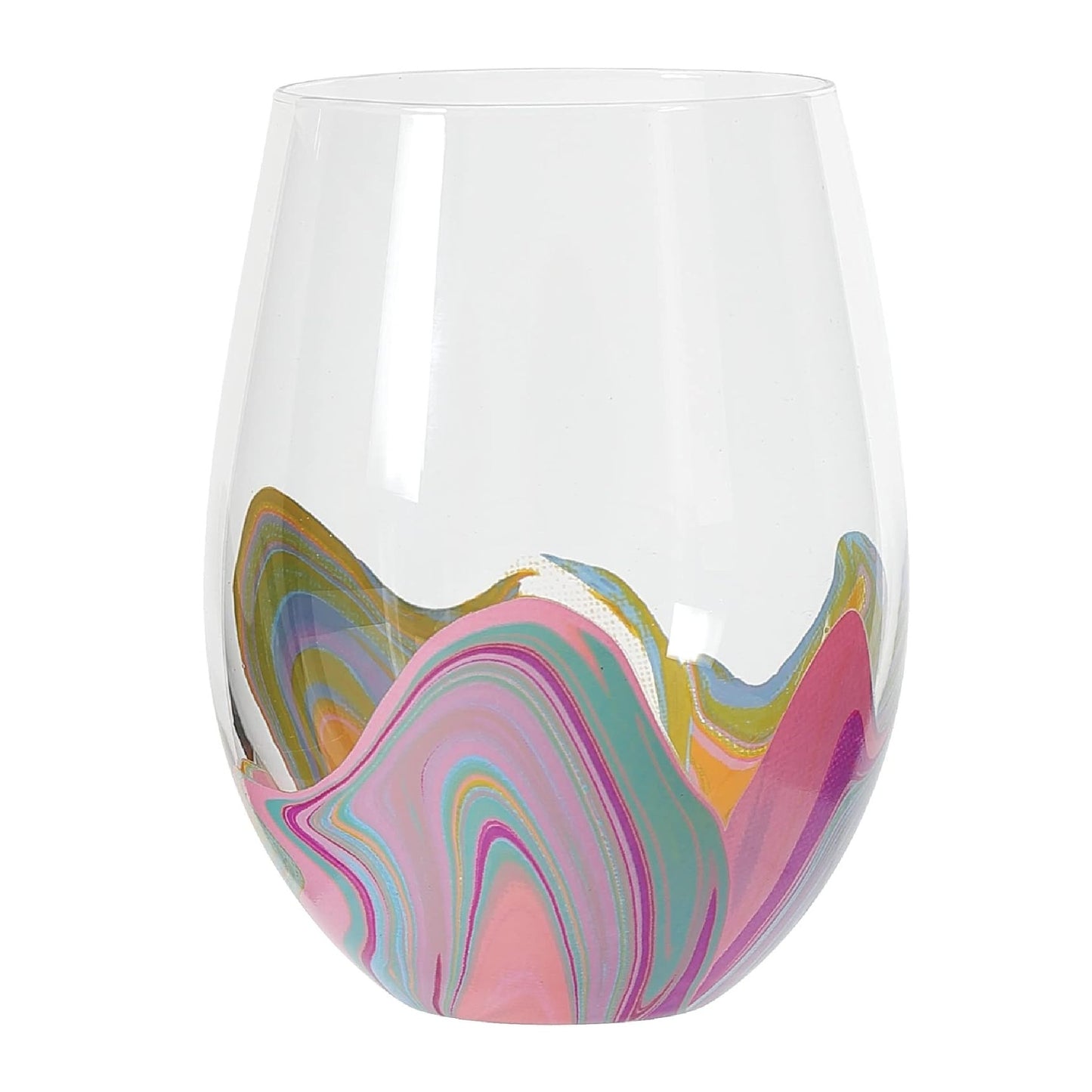 Enesco Izzy and Oliver EttaVee in The Blue Groove Marbled Stemless Wine Glass, 18 Ounce