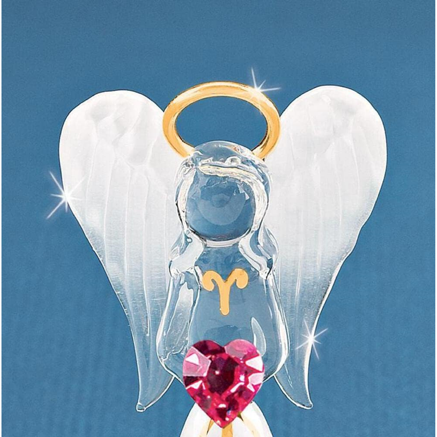 Glass Baron White Angel with Crystal Heart Figurine