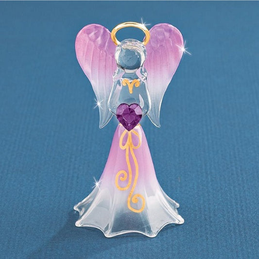 Glass Baron Angel Lavender With Crystal Figurine