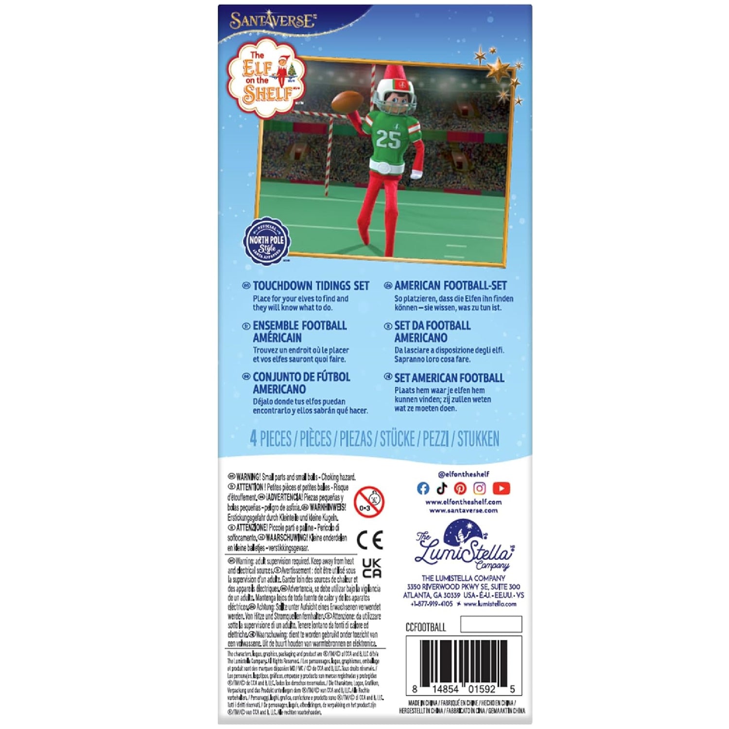 The Elf on the Shelf Claus Couture Touchdown Tidings Set - Help Your Scout Elf Find Their Inner Athlete-Includes Molded Muscle Shirt, elf-Sized Helmet and Mini Football!