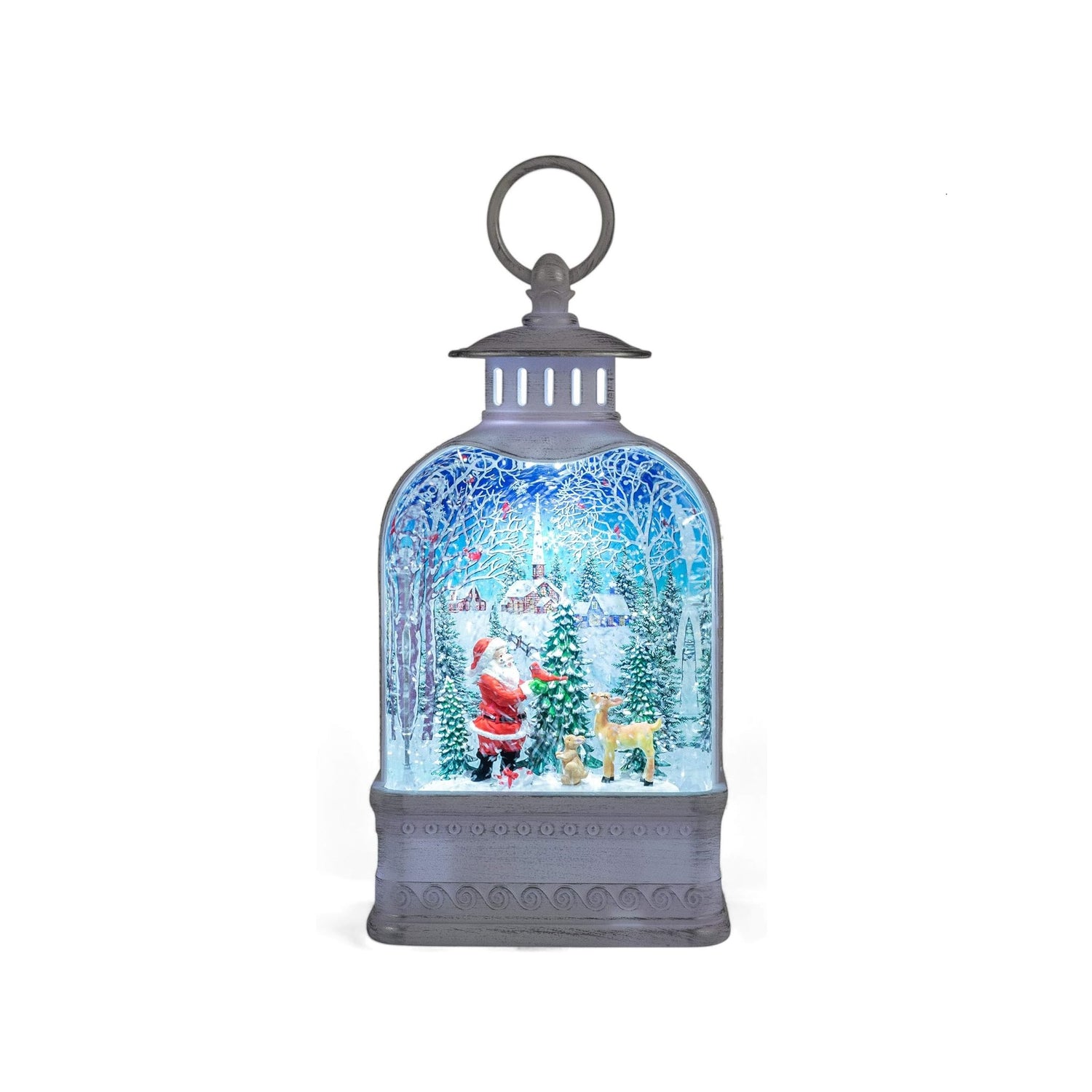 Roman Led Swirl Santa Lantern with Animals