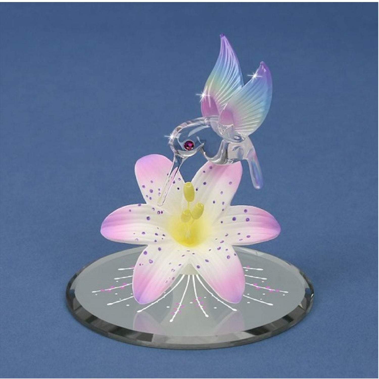 Glass Baron Hummingbird Mirrored Lavender Lily