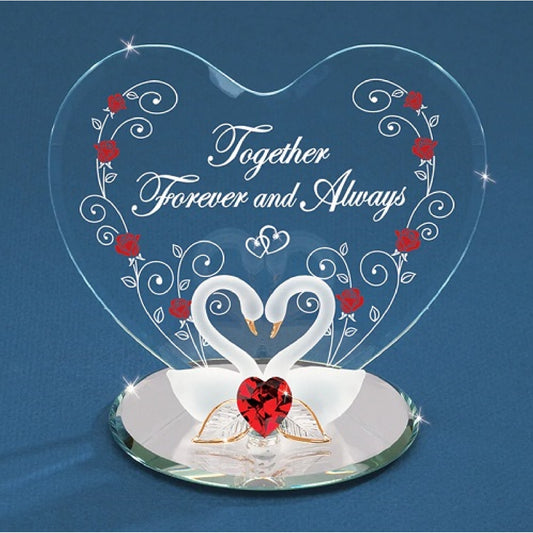Glass Baron Swan Plaque - Together Forever and Always