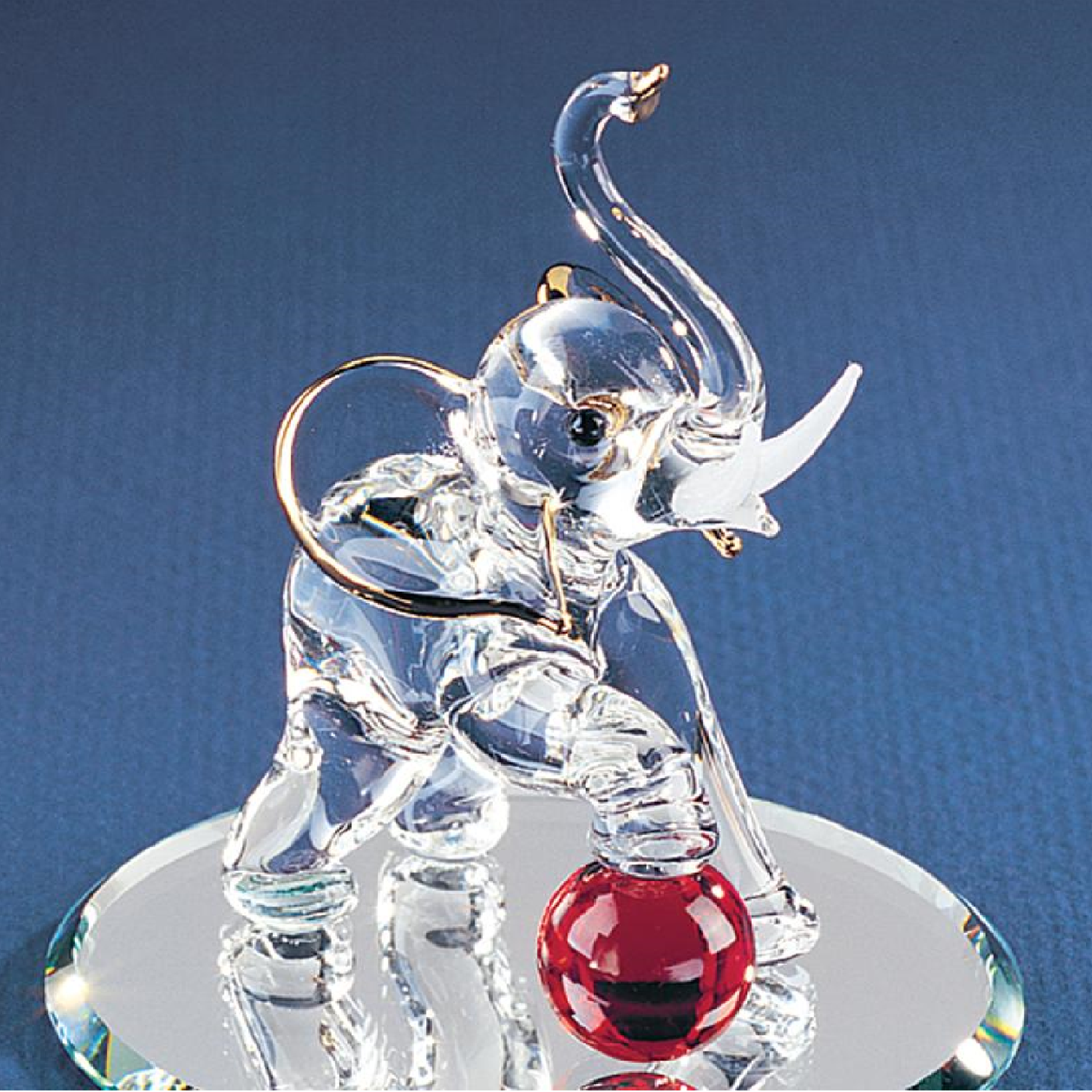 Glass Baron Elephant with Ball Figurine