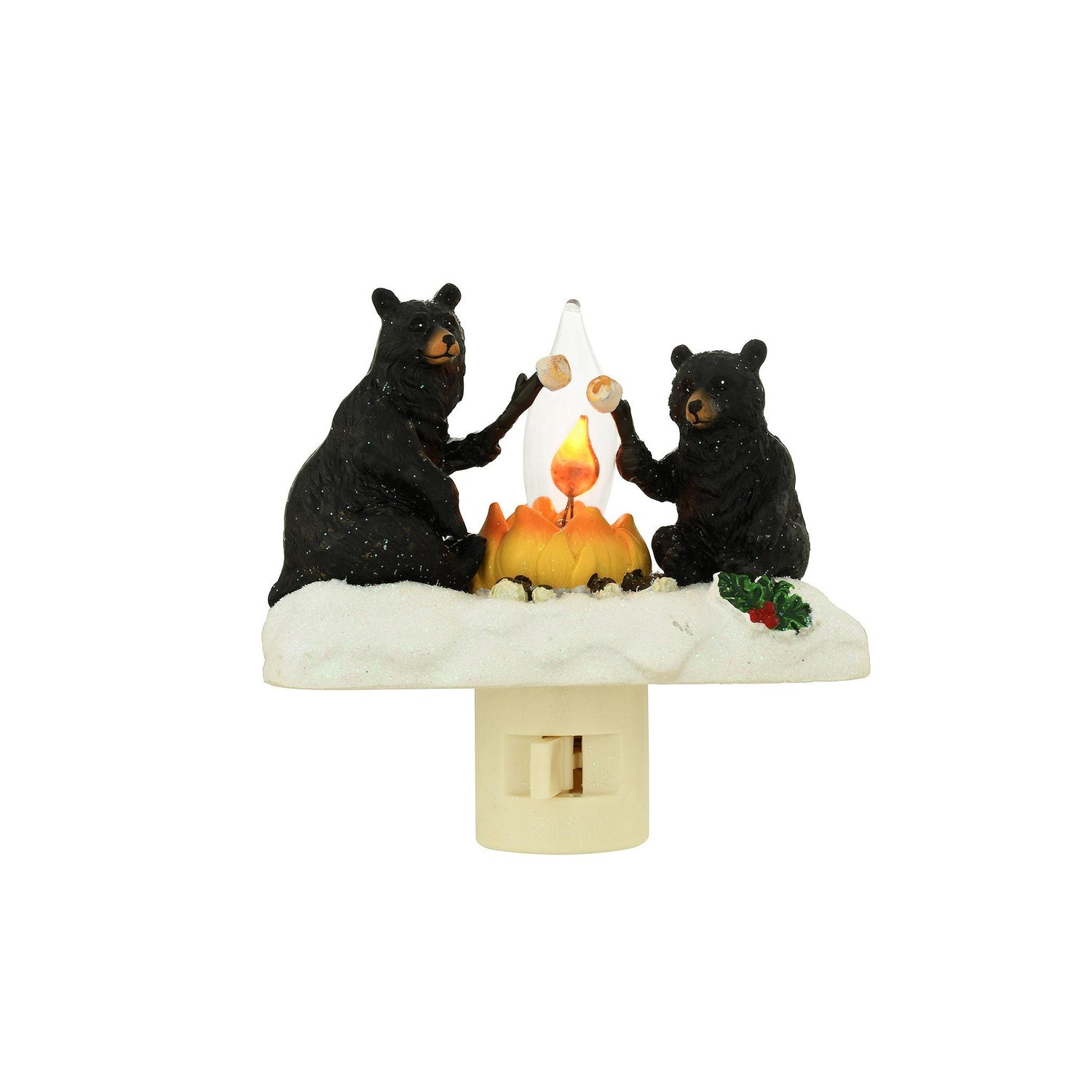 Roman Black Bear Campfire Marshmallow Flickering Night Light