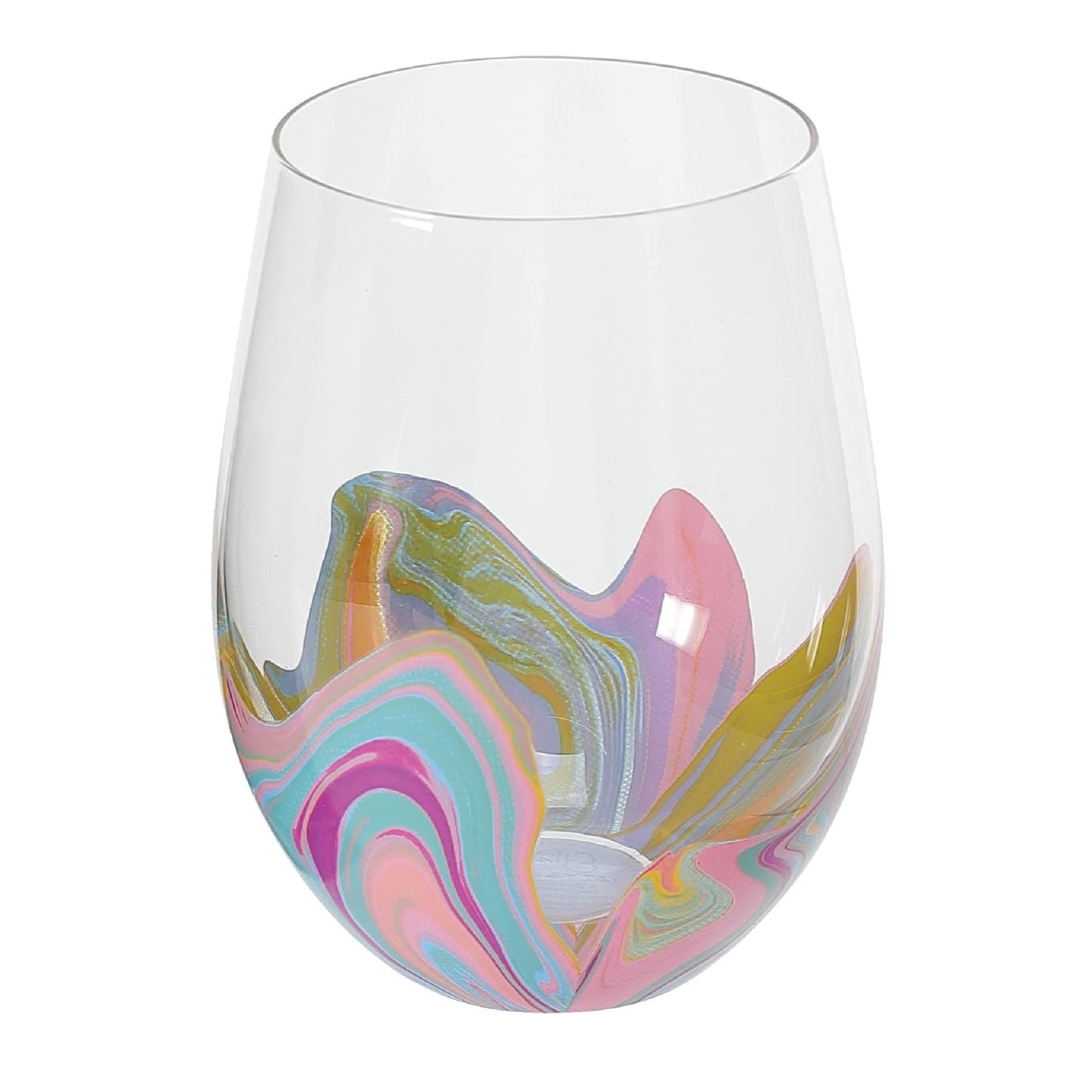 Enesco Izzy and Oliver EttaVee in The Blue Groove Marbled Stemless Wine Glass, 18 Ounce