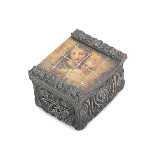 Made from Resin, High Level of Joseph's Studio Tile Art Madonna and Child Keepsake Box, 1.5- Inch Height