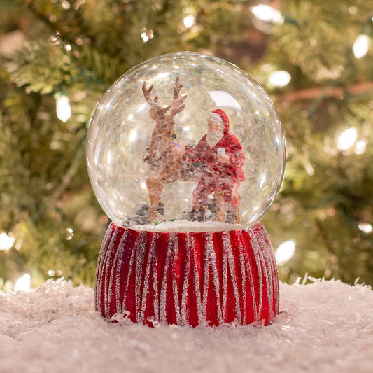 Roman Santa Musical Snowglobe with Reindeer & Cookies