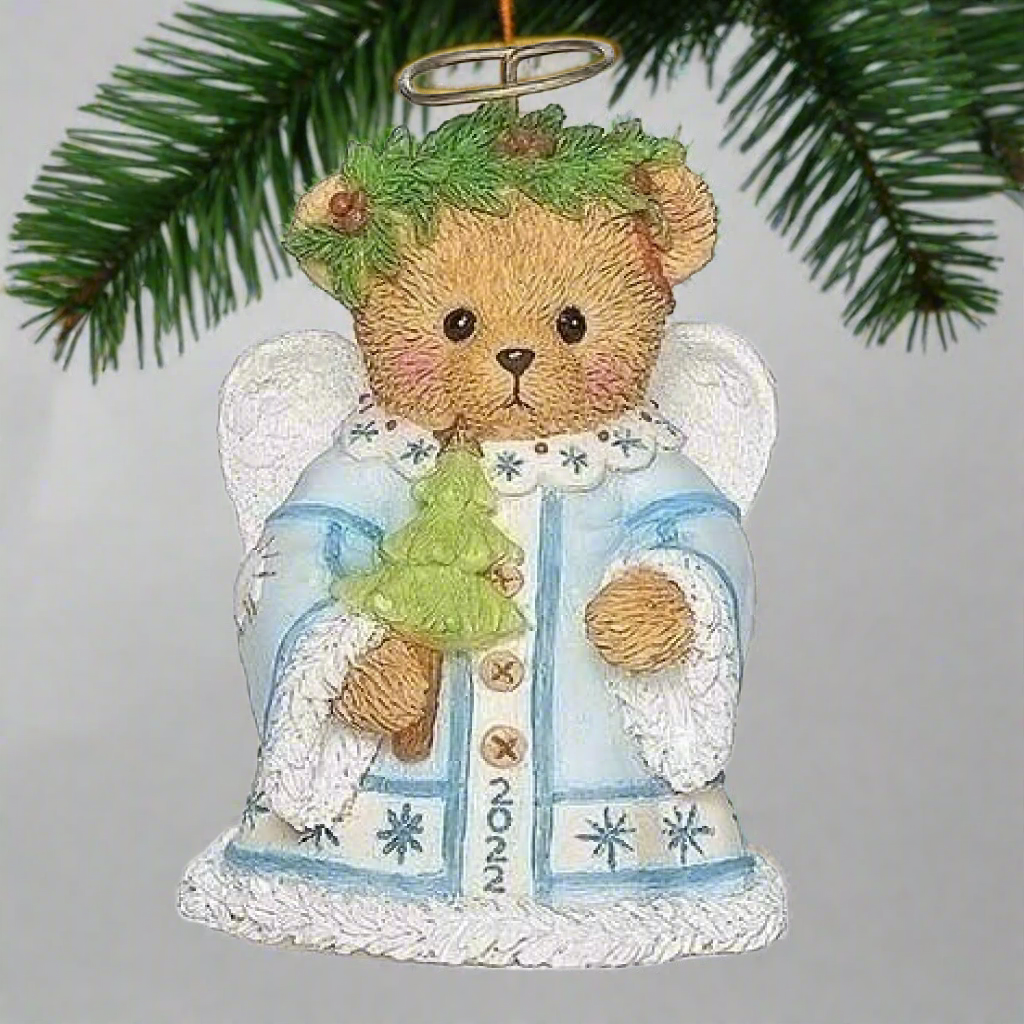 Christmas by Roman Inc., Cherished Teddies Collection, 3.5" H 2022 Angel Bell Ornament