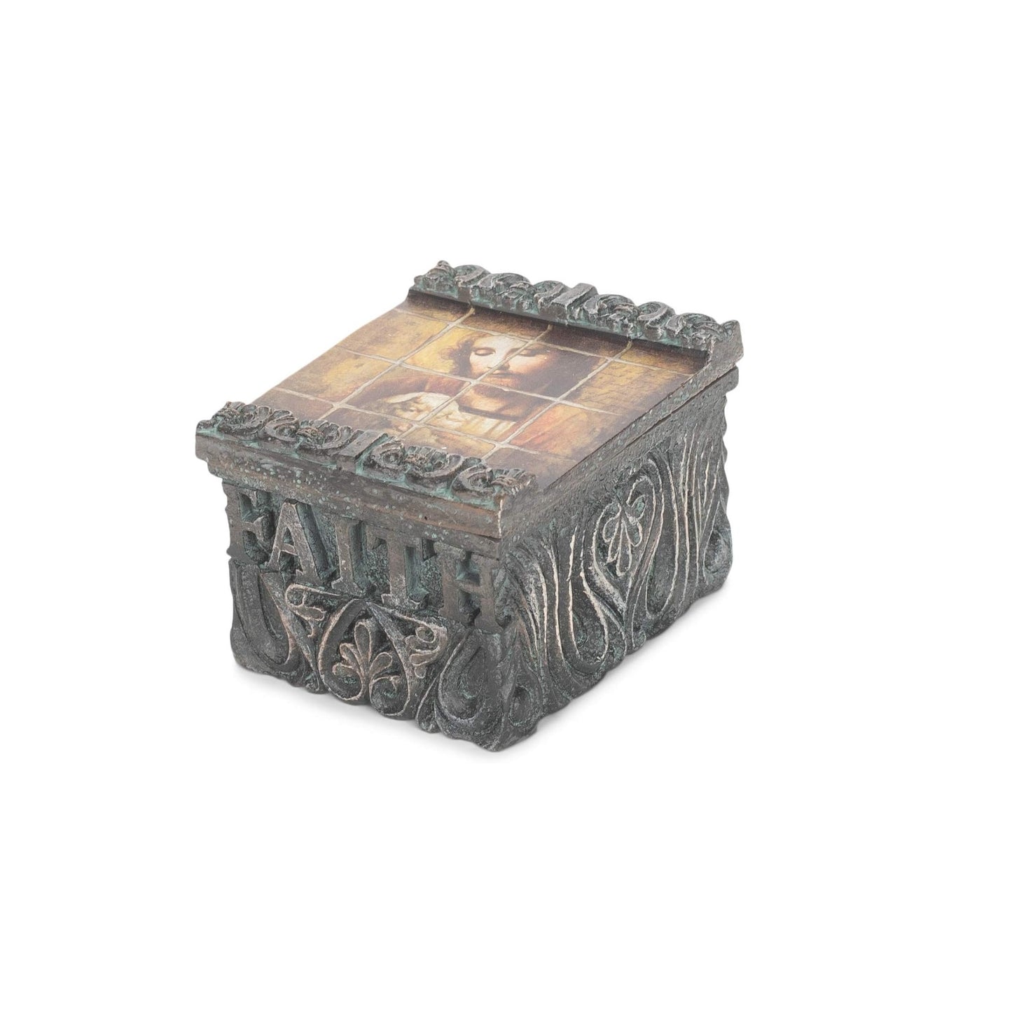 Joseph's Studio Tile Art Jesus and Lamb Keepsake Box, 1.5-Inch Height