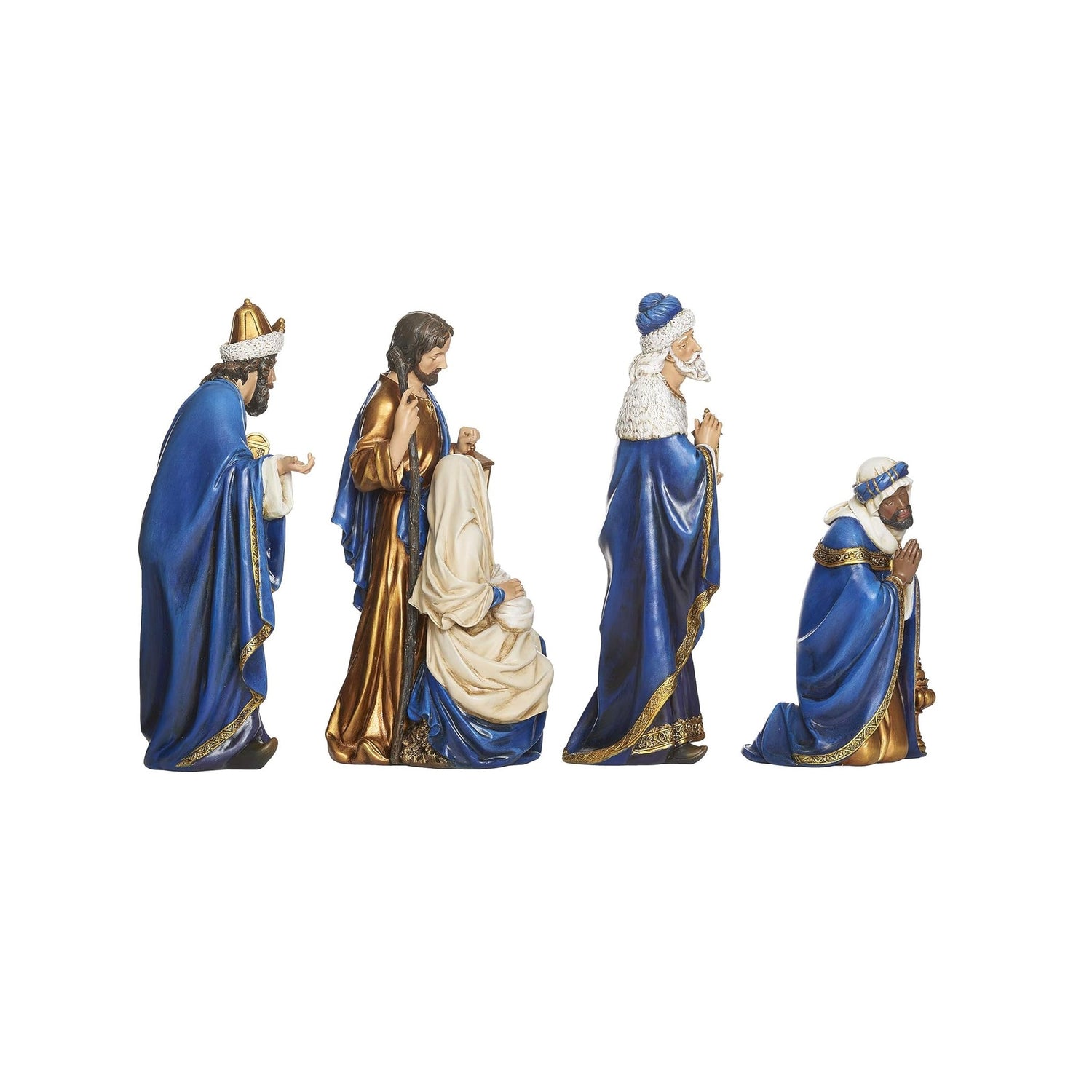 Nativity 4 Piece Set Blue & Gold by Josephs Sudio