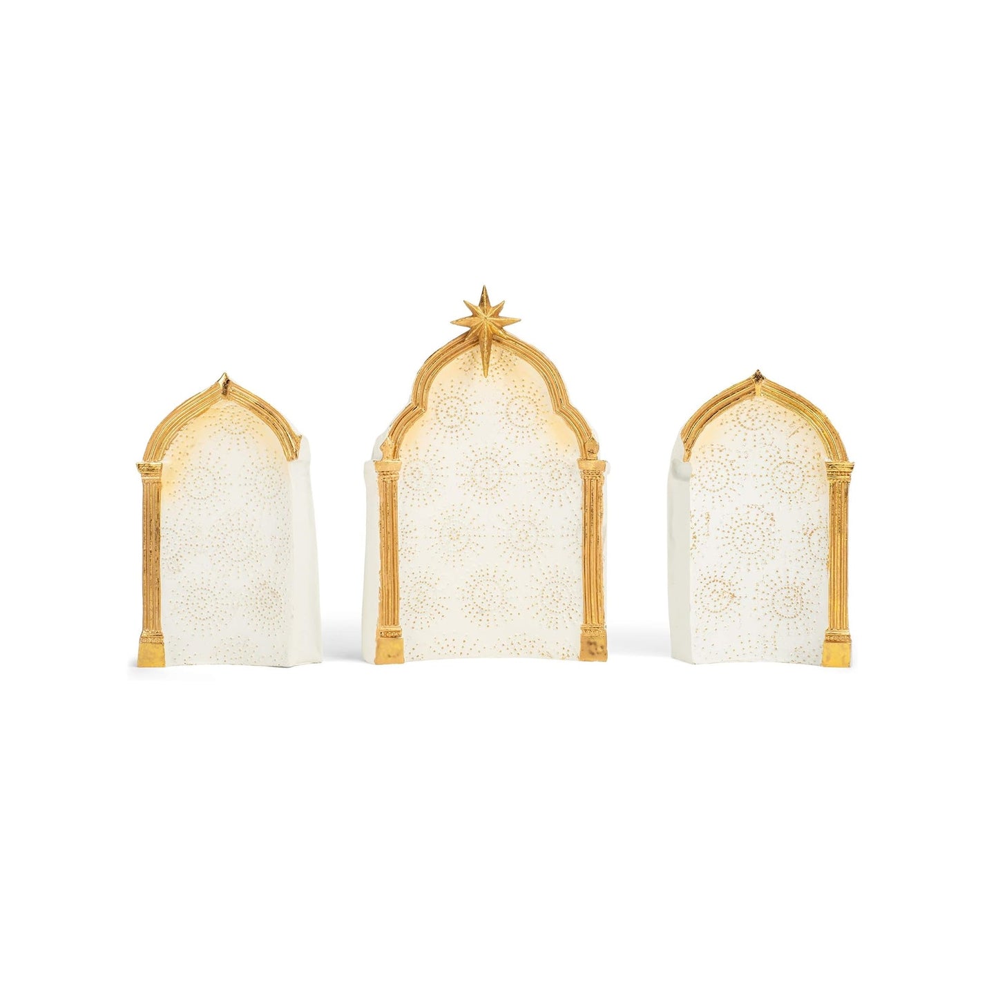 Roman Nativity Gold Dot Ivory with Triptych Backdrop Set of 9