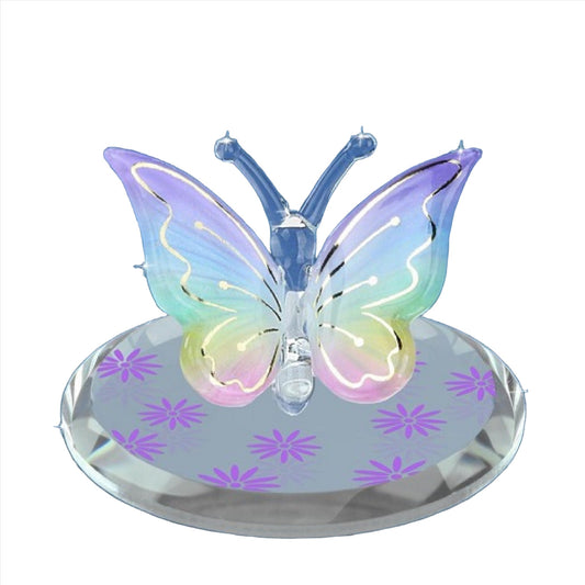 Glass Baron Butterfly Figurine - Lavender Rainbow Figure