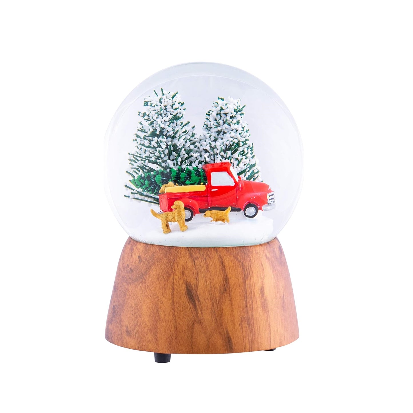 Musical Red Truck With Dogs Glitterdome Wind up by Roman