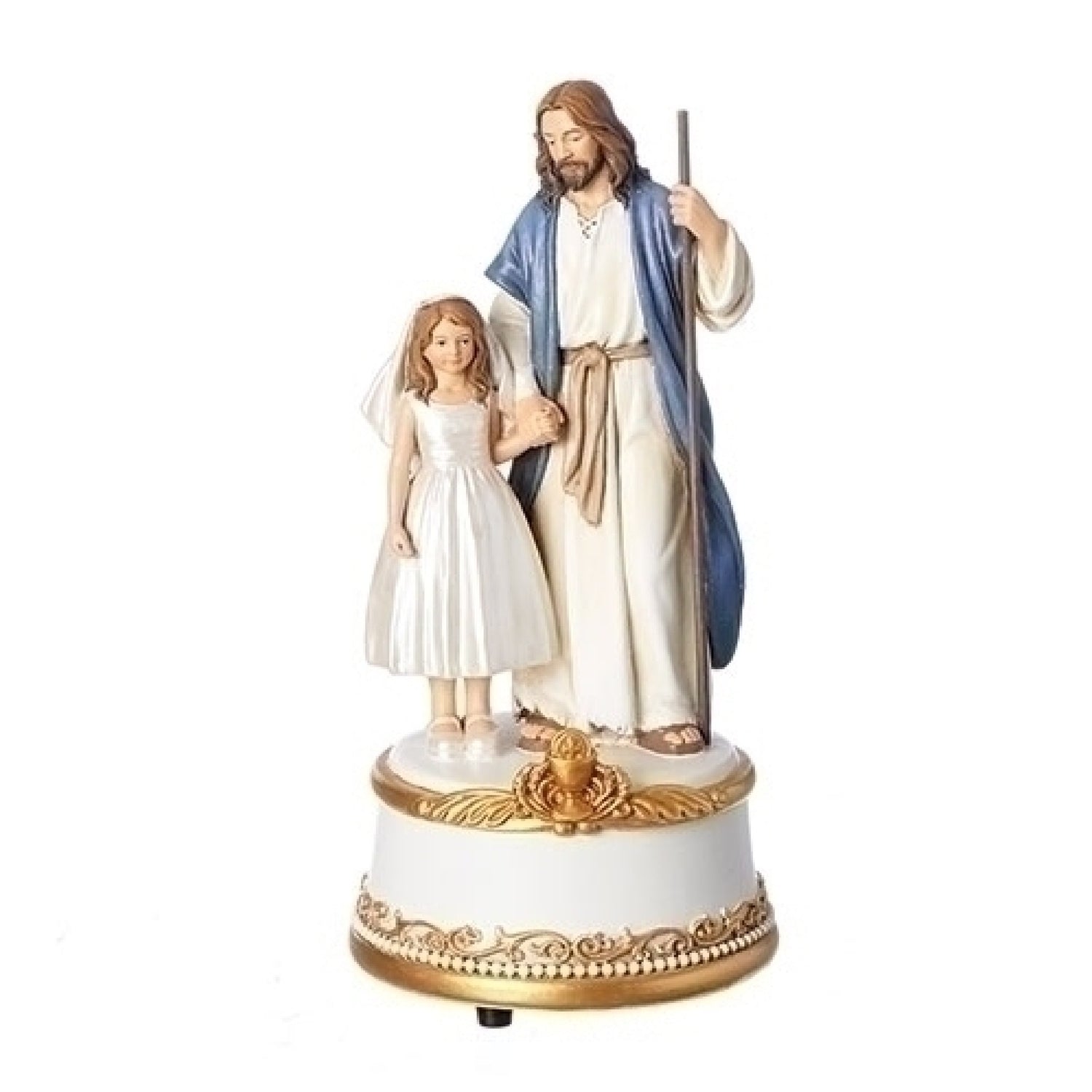 Jesus with Communion Girl Music Box by Roman