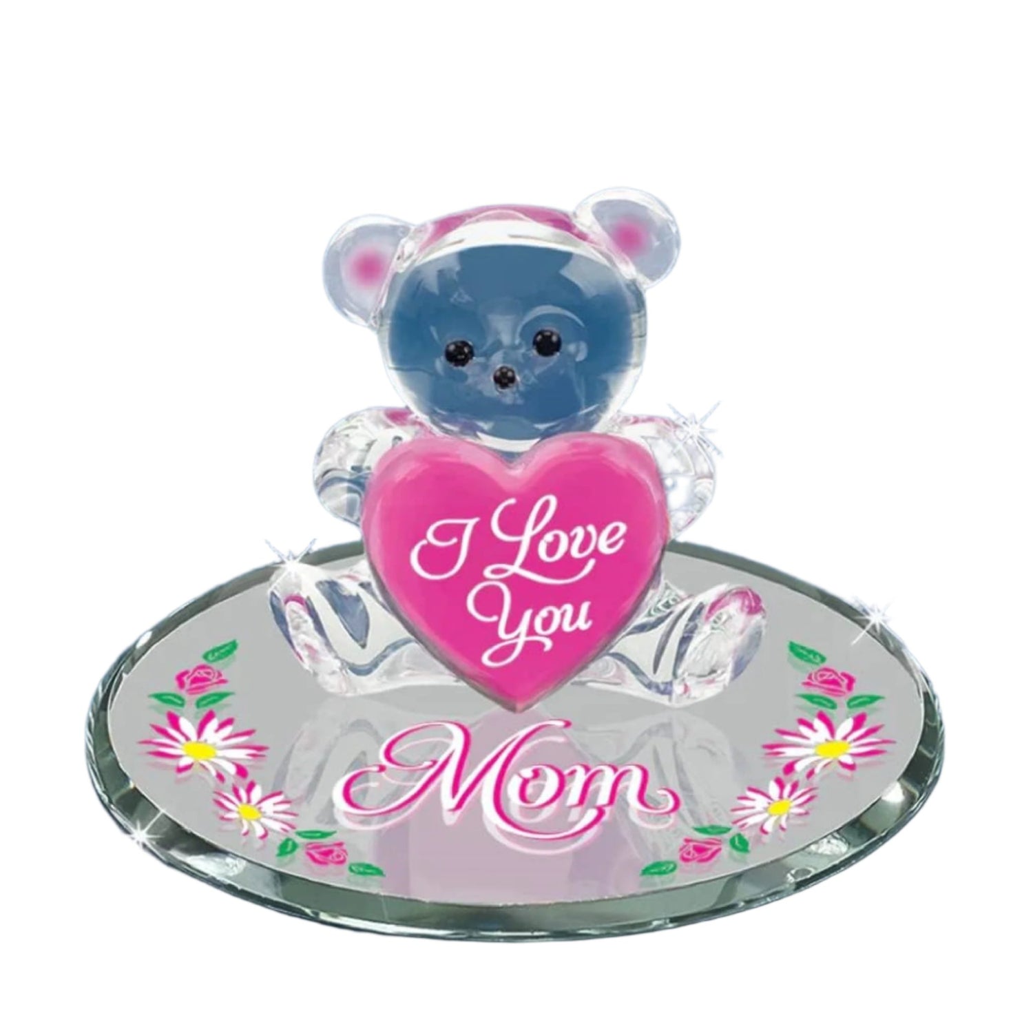 Glass Baron Bear I Love You Mom Figurine