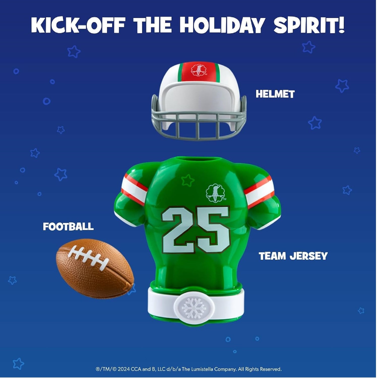 The Elf on the Shelf Claus Couture Touchdown Tidings Set - Help Your Scout Elf Find Their Inner Athlete-Includes Molded Muscle Shirt, elf-Sized Helmet and Mini Football!