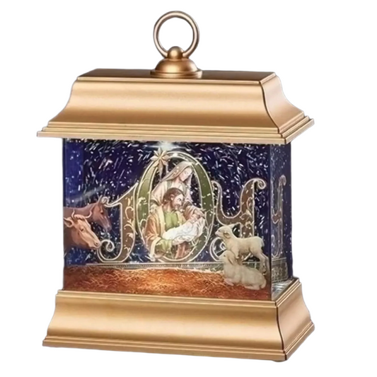 Goldtone Joy Holy Family Tabletop Snow Water Globe by Roman