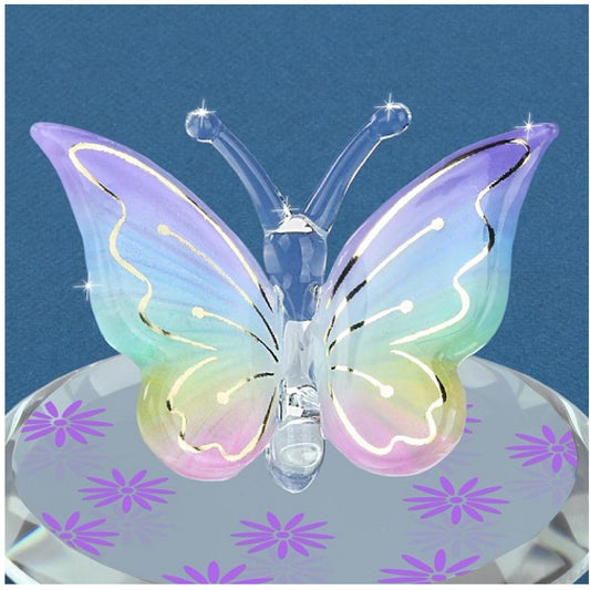 Glass Baron Butterfly Figurine - Lavender Rainbow