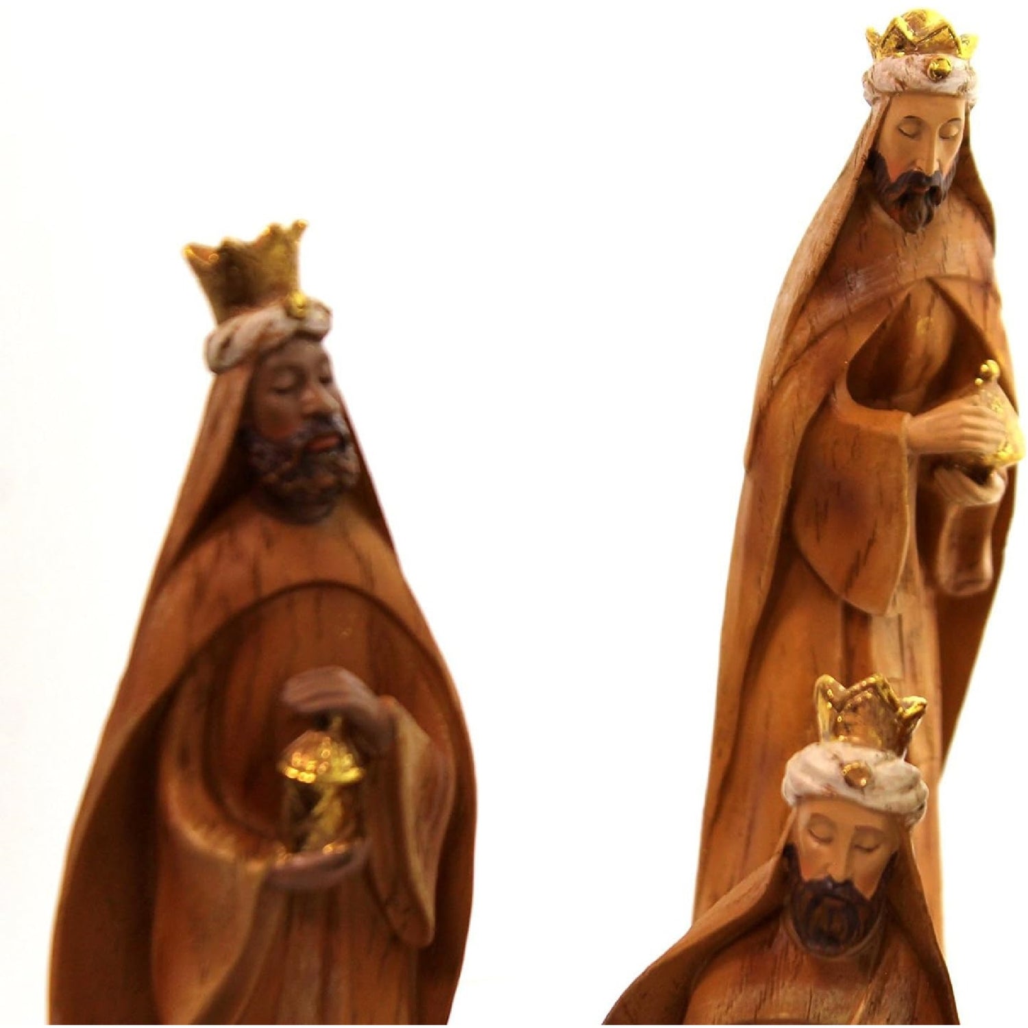 Roman 9pc Set Carved Nativity Scene Back Drop Faux Wood Grain