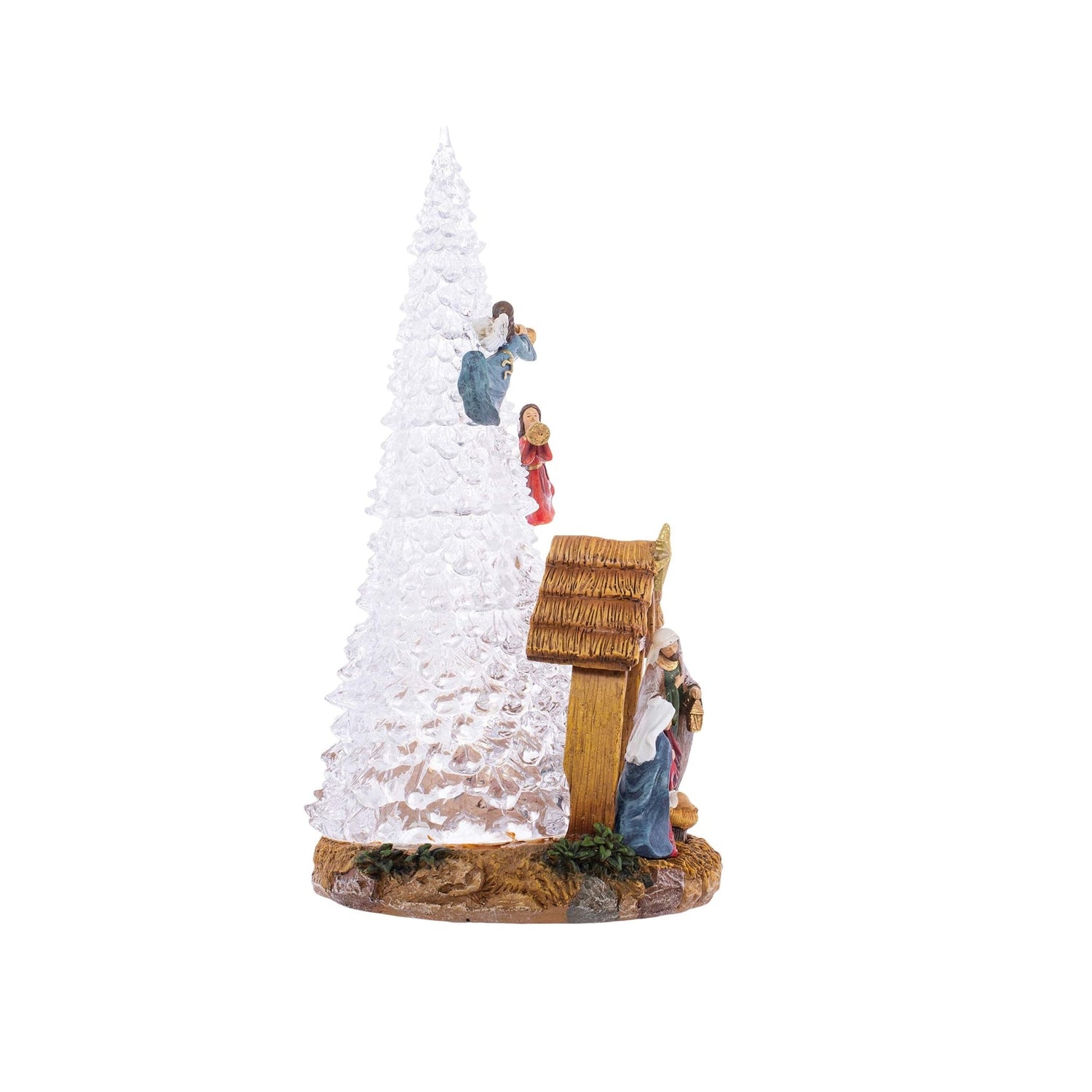 Musical LED Tree Holy Family Natural Nativity Figurine by Roman