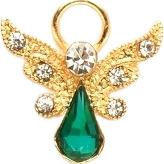 Roman Birthstone Angel Pin May Emerald