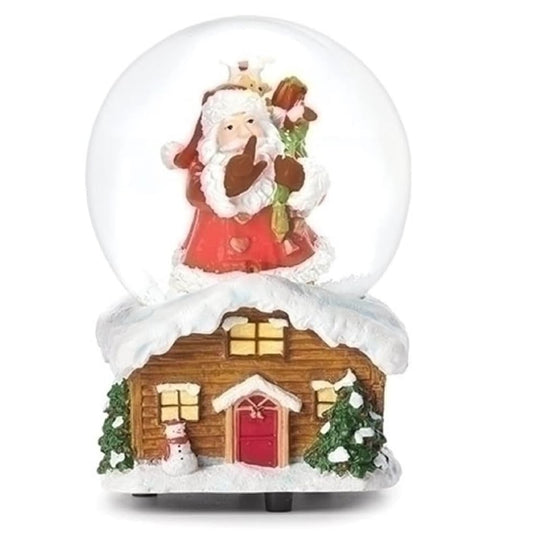 Roman Musical Wind Up Rooftop Santa Swirl Dome, 100mm, 5.5-inch Height