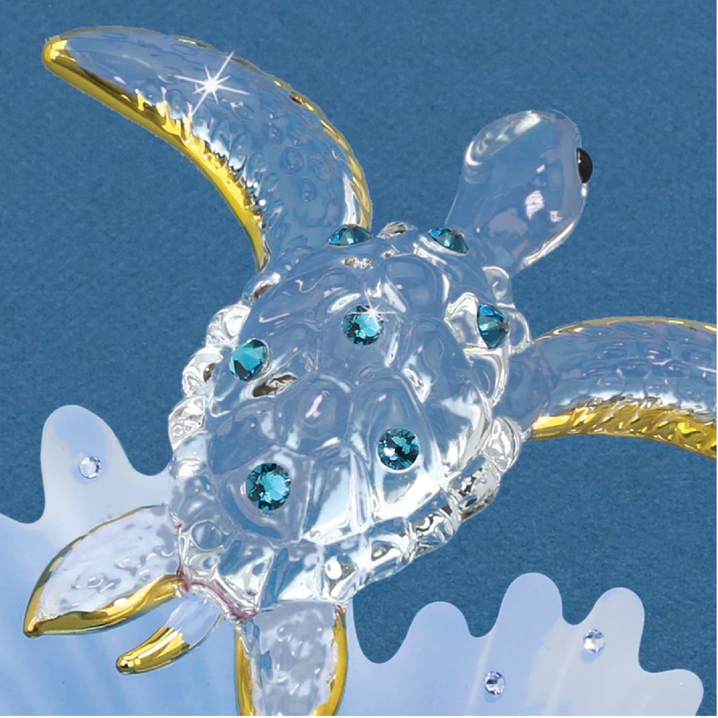 Glass Baron Sea Turtle, Blue Coral Figure