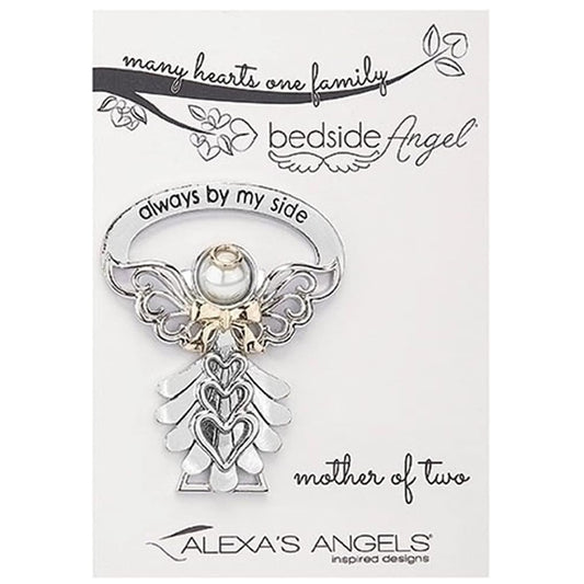 Roman 223601 Many Hearts Mother of Two Bedside Angel, Carded, 2.5-inch Height, Zinc Alloy