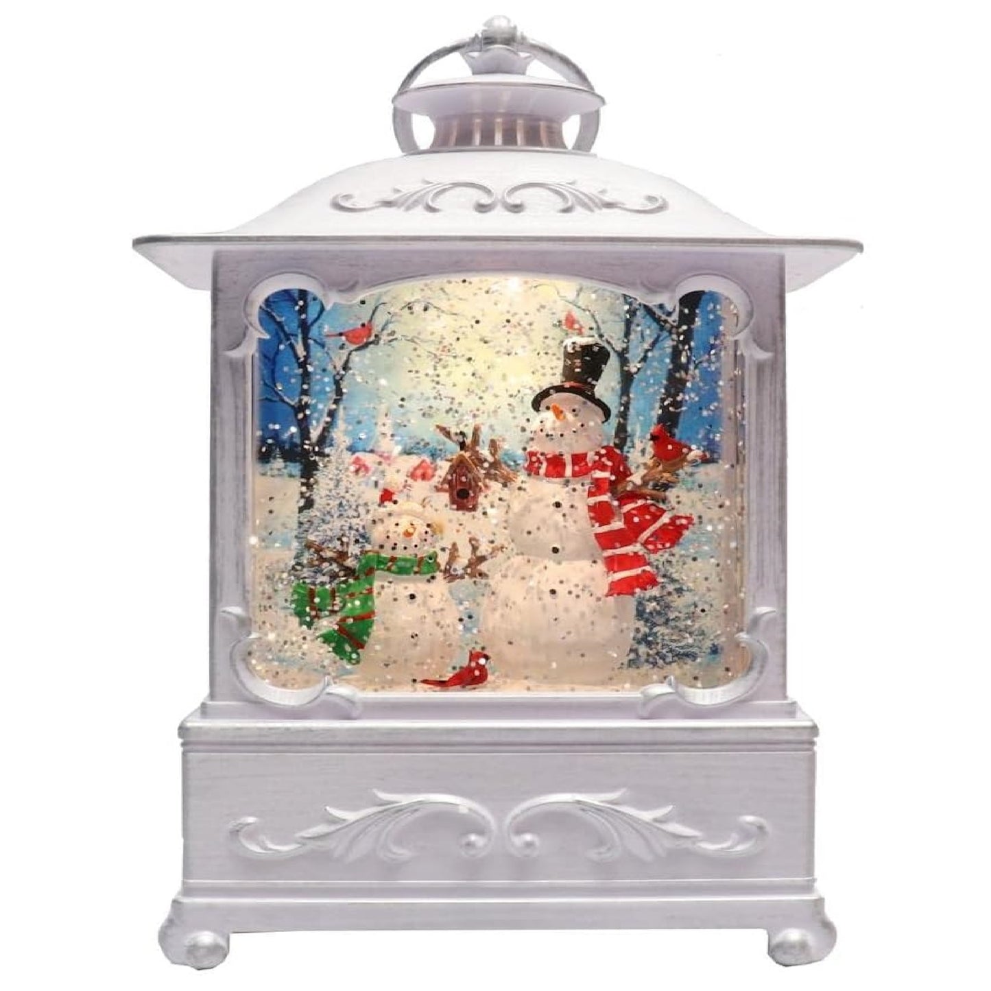 Roman Snowmen Lantern Printed Art Scene Led Swirl Water Dome