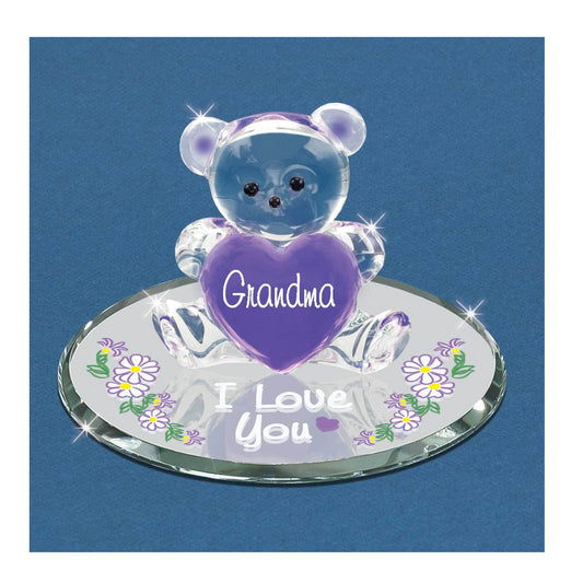 Glass Baron "Grandma, I Love You" Bear Purple Figurine