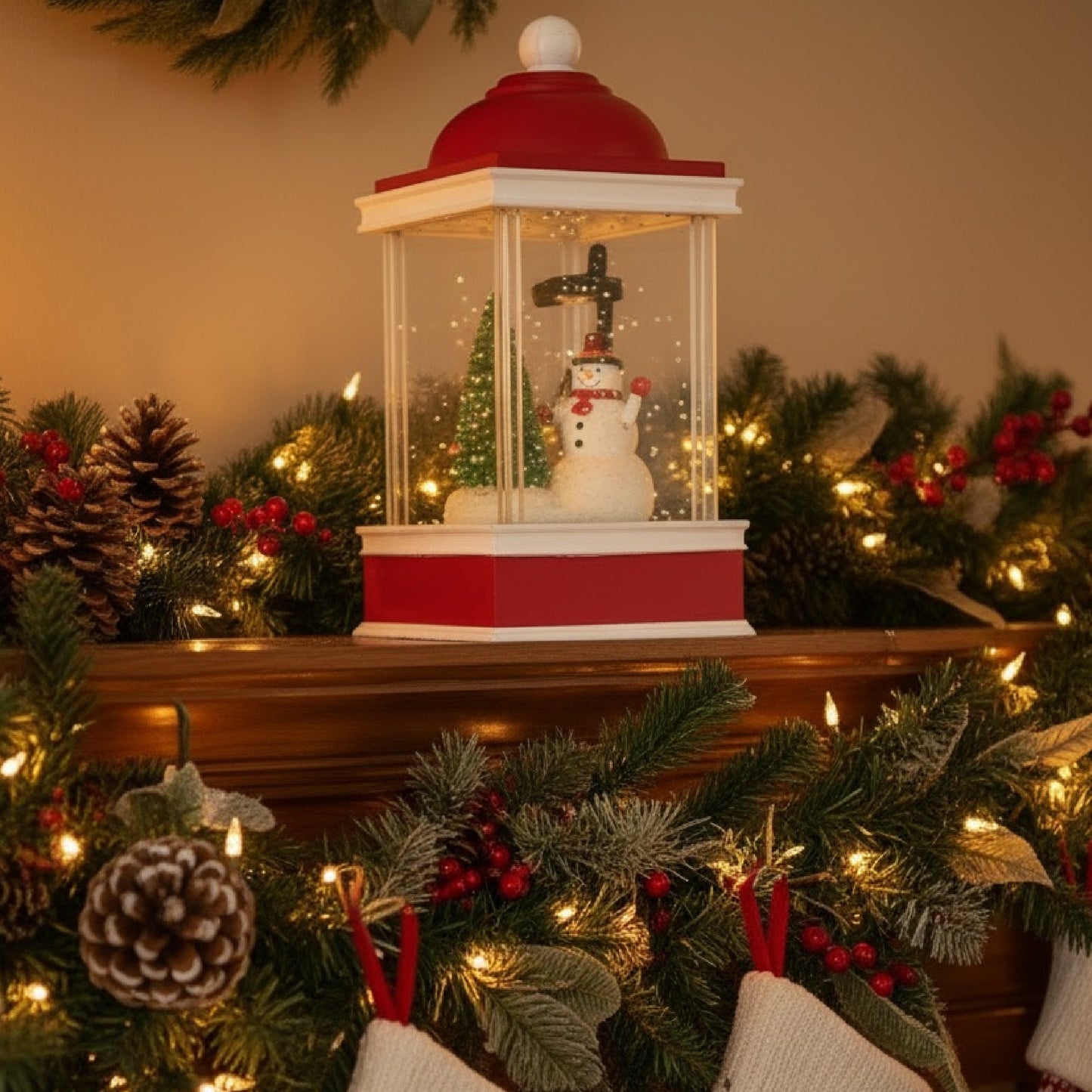 Roman Glitterdome Lighted Swirl 4-Pillar Gazebo with Snowman
