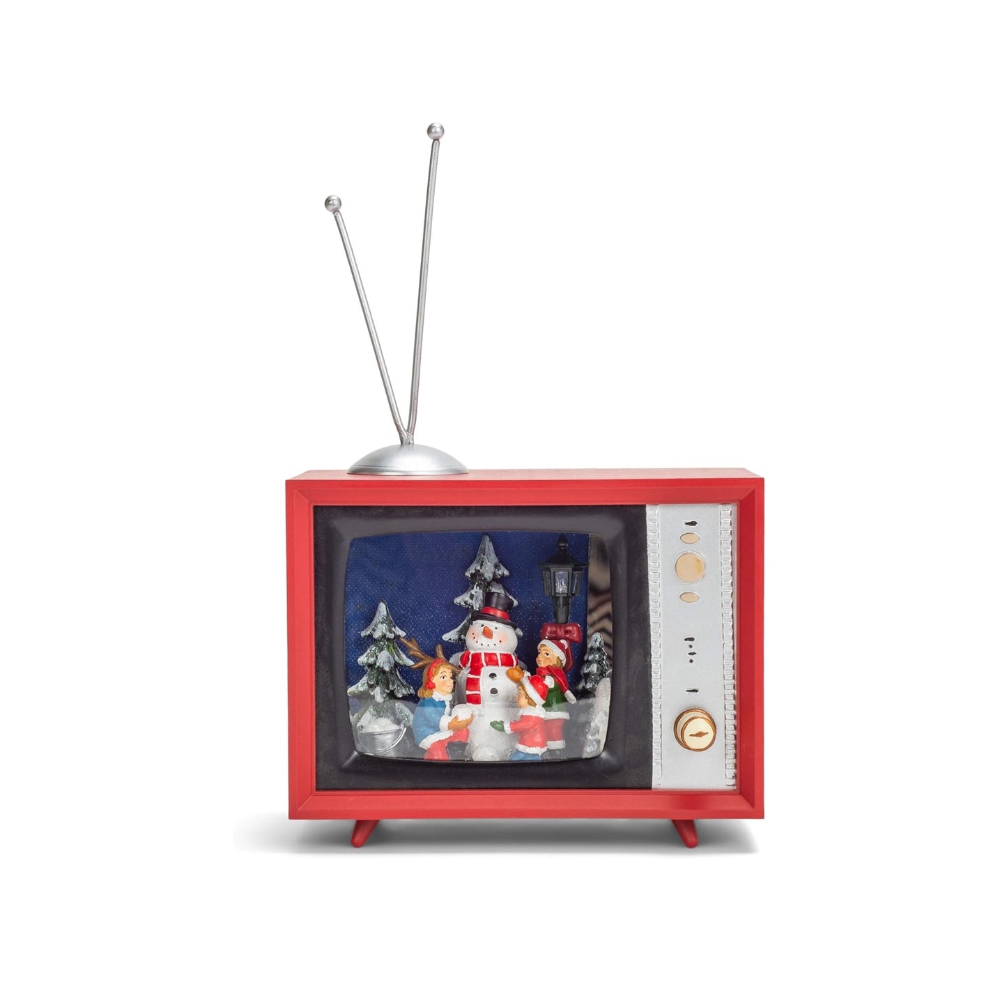 TV LED rouge romaine pour enfants avec boîte à musique bonhomme de neige