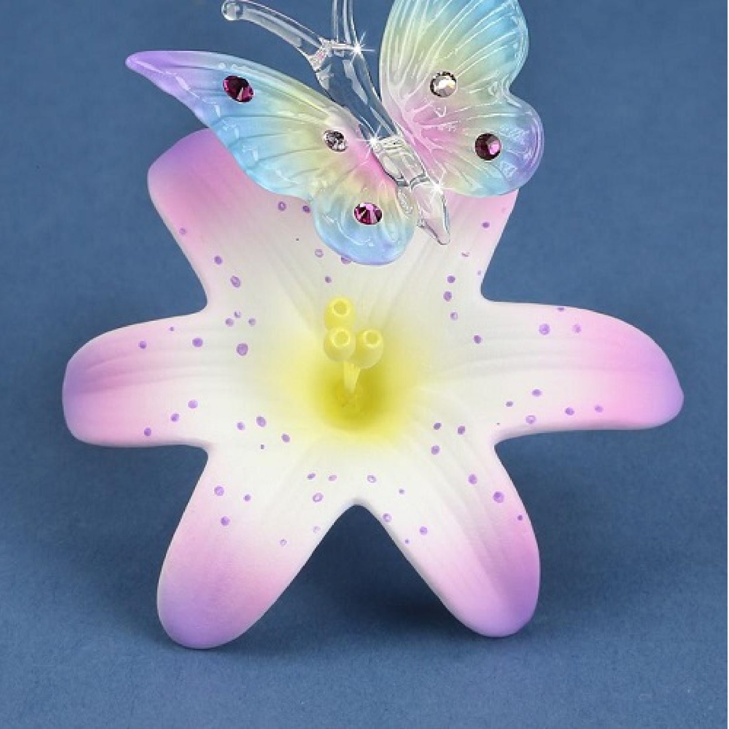 Glass Baron Butterfly Large Porcelain Lavender Lily Figure