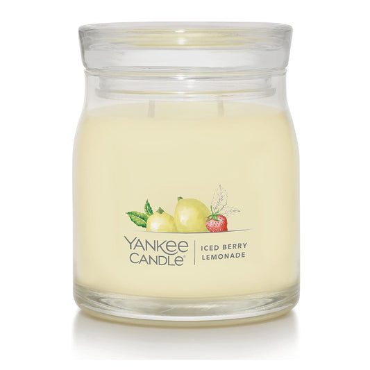 Yankee Candle Iced Berry Lemonade Scented, Signature 13oz Medium Jar 2-Wick Candle, Over 35 Hours of Burn Time