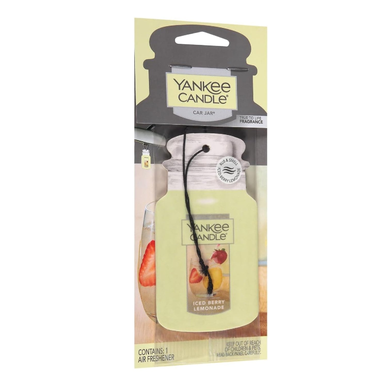 Yankee Candle Paper Car Jar, Air Freshener for Long Lasting Fragrance, Iced Berry Lemonade