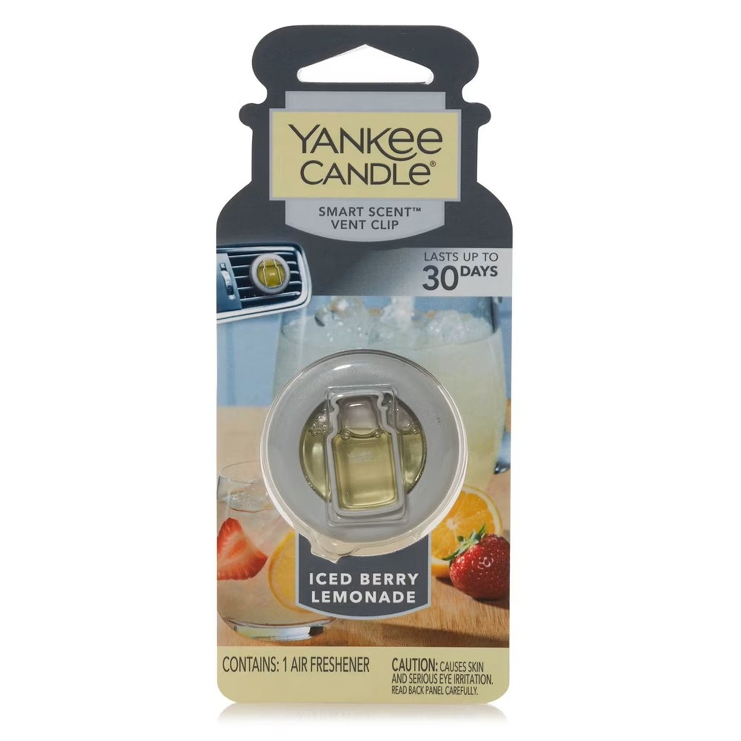 Yankee Candle Smart Car Vent Clip Air Freshener that Last up 30 days (Iced Berry Lemonade, 1 Pack)