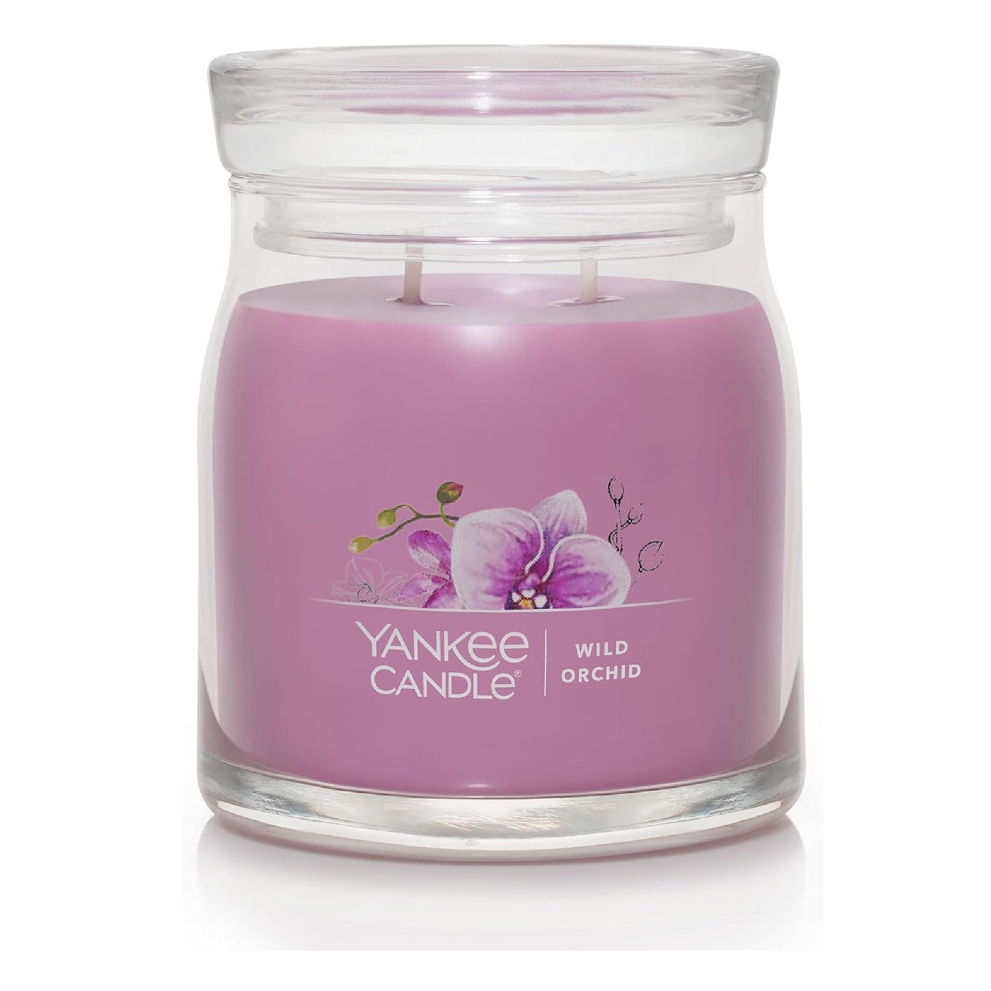 Yankee Candle Wild Orchid Scented, Signature 13oz Medium Jar 2-Wick Candle, Over 35 Hours of Burn Time