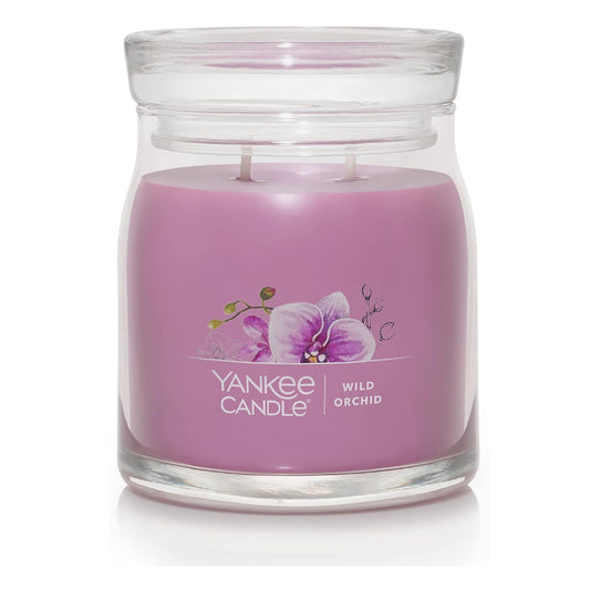 Yankee Candle Wild Orchid Scented, Signature 13oz Medium Jar 2-Wick Candle, Over 35 Hours of Burn Time