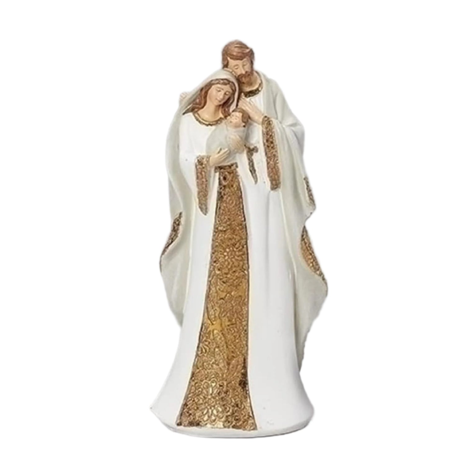 Roman White and Gold Pattern Holy Family Figurine