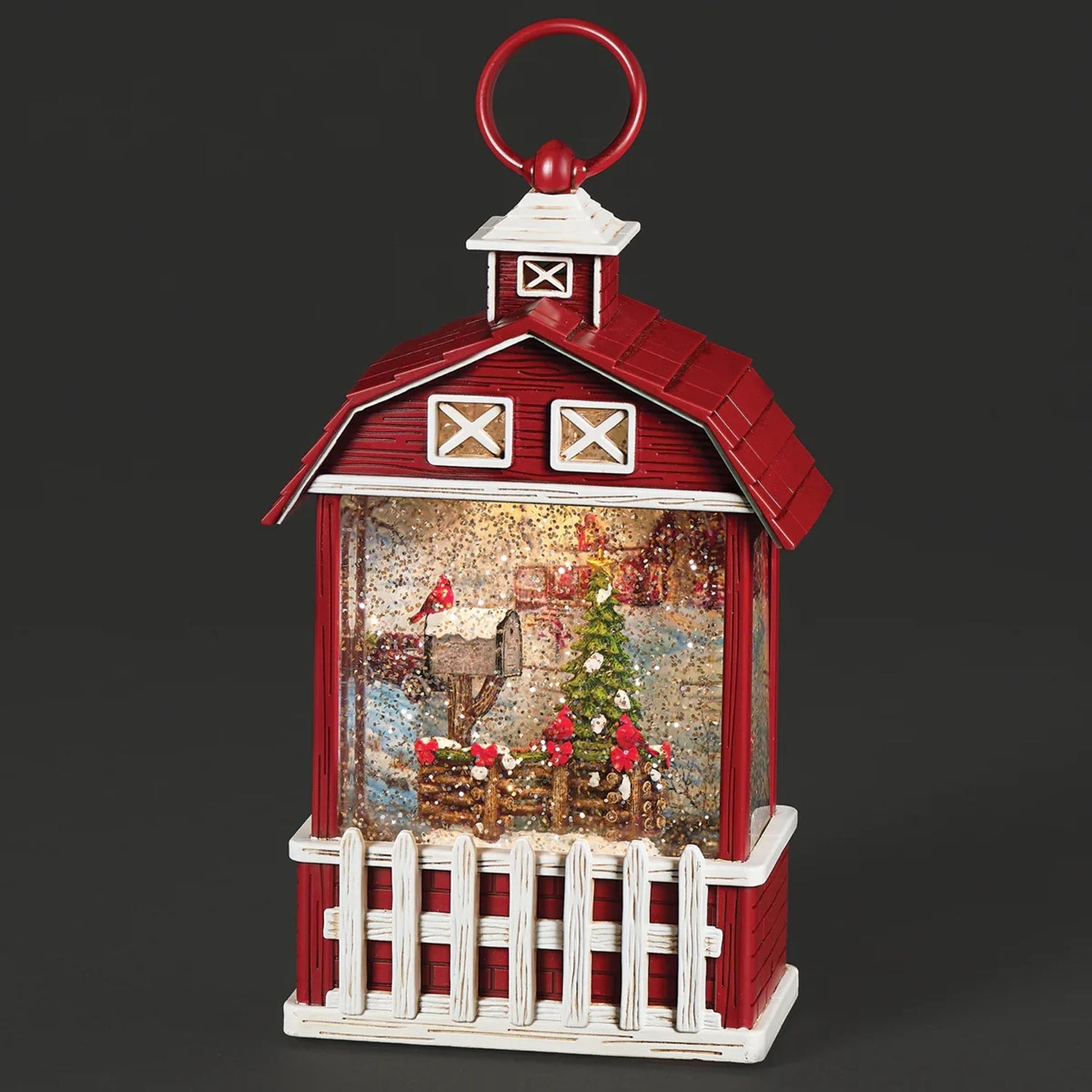 Confetti Lites Lighted Swirl Barn with Fence & Cardinals