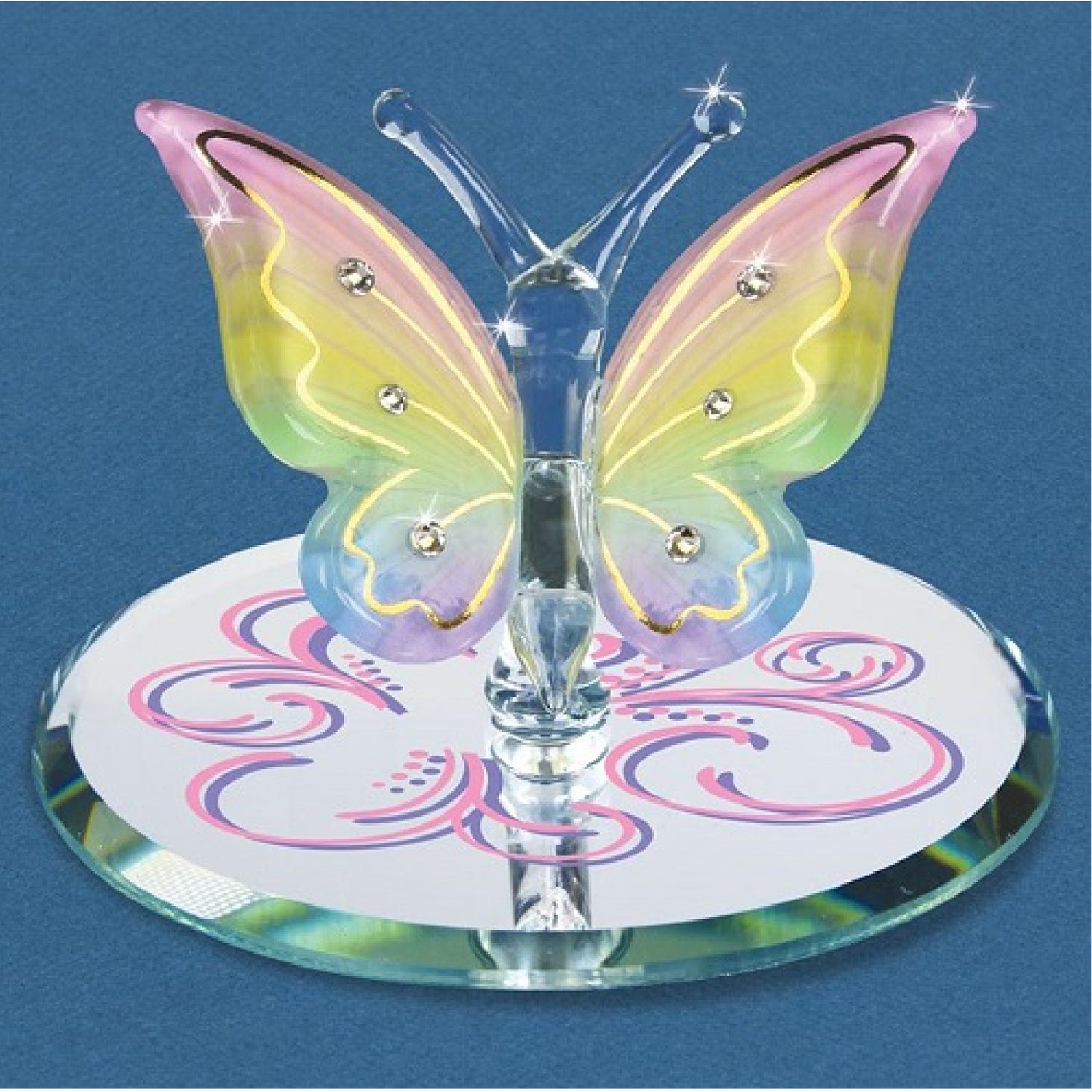 Glass Baron Butterfly Figurine - Rainbow Flutter