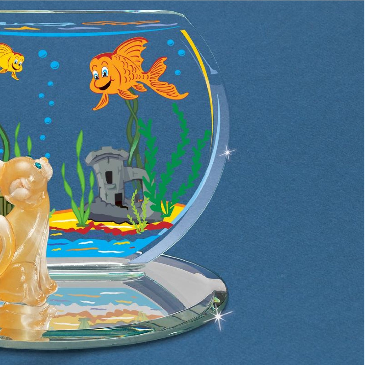 Glass Baron Cat & Fish Bowl