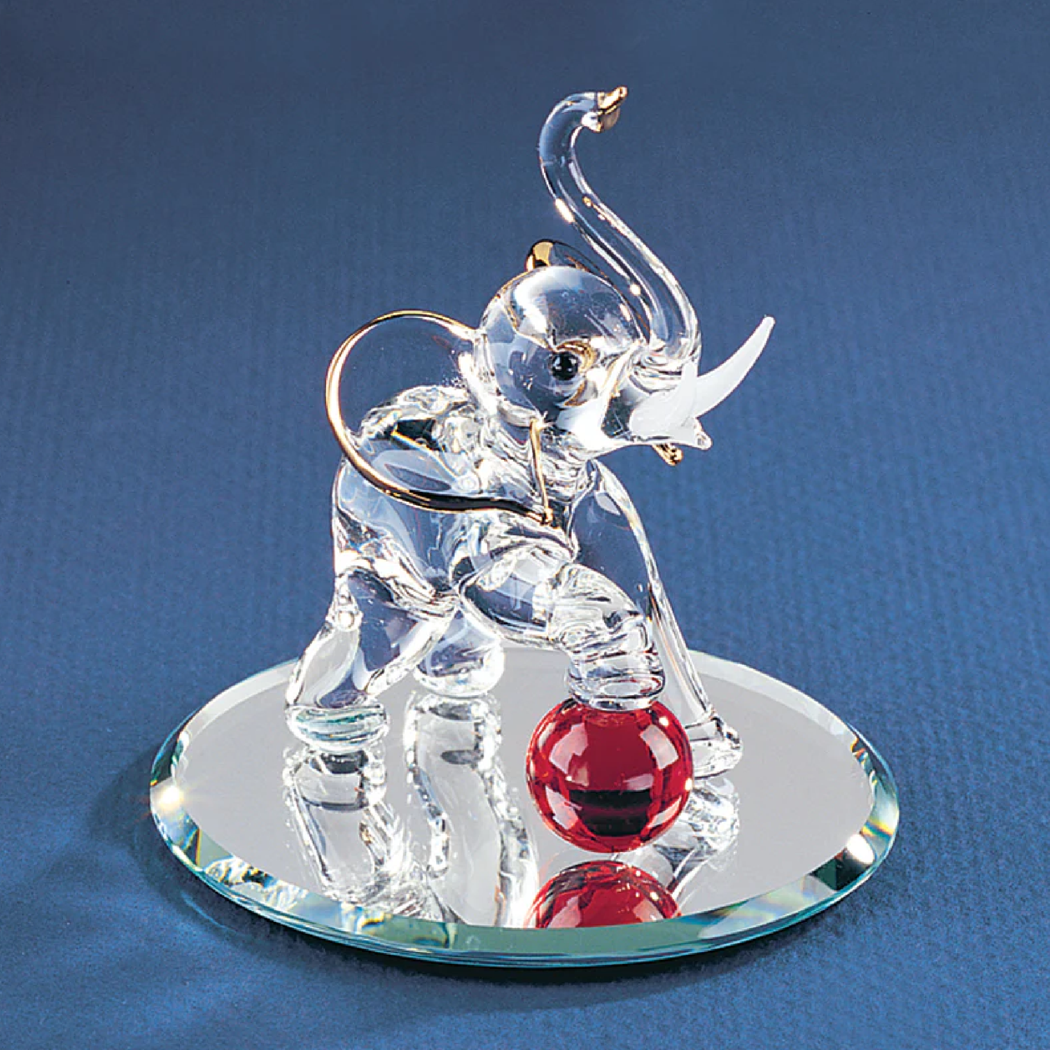 Glass Baron Elephant with Ball Figurine