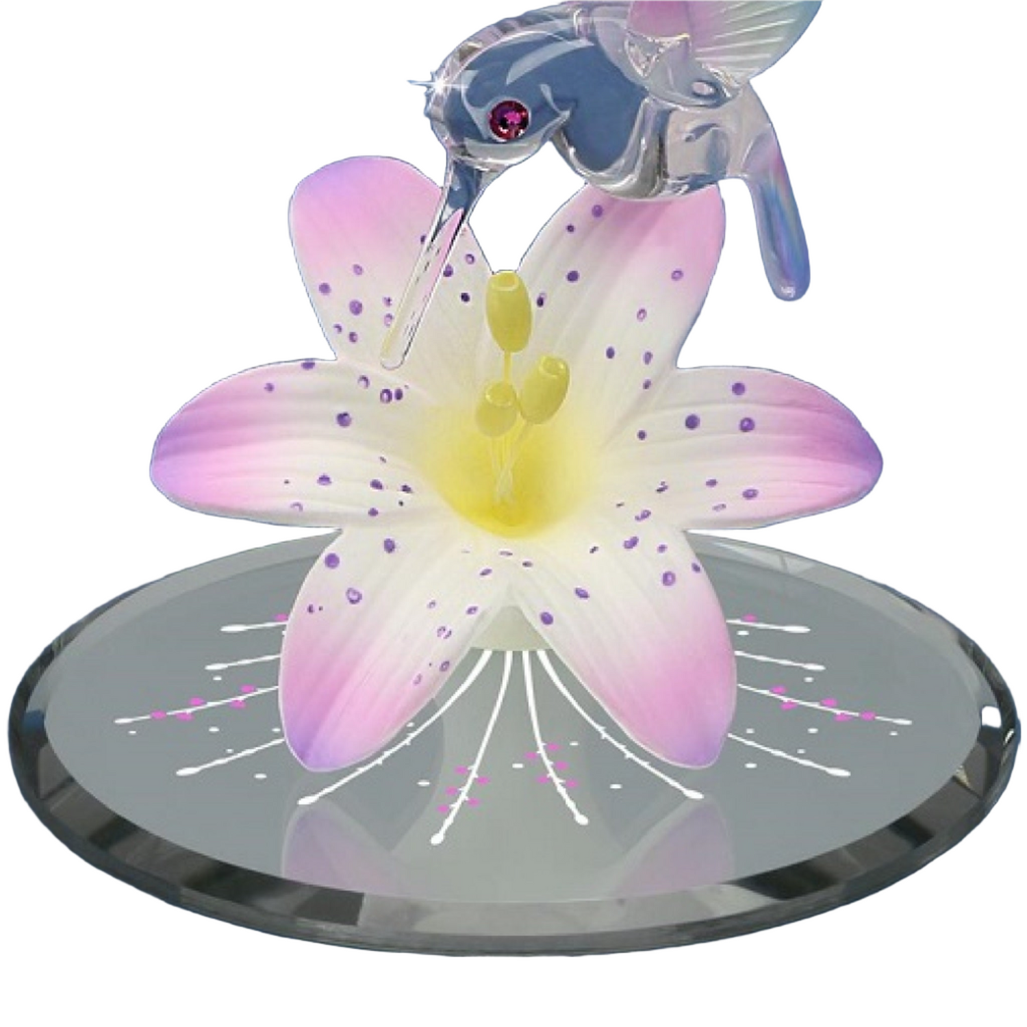 Glass Baron Hummingbird Mirrored Lavender Lily