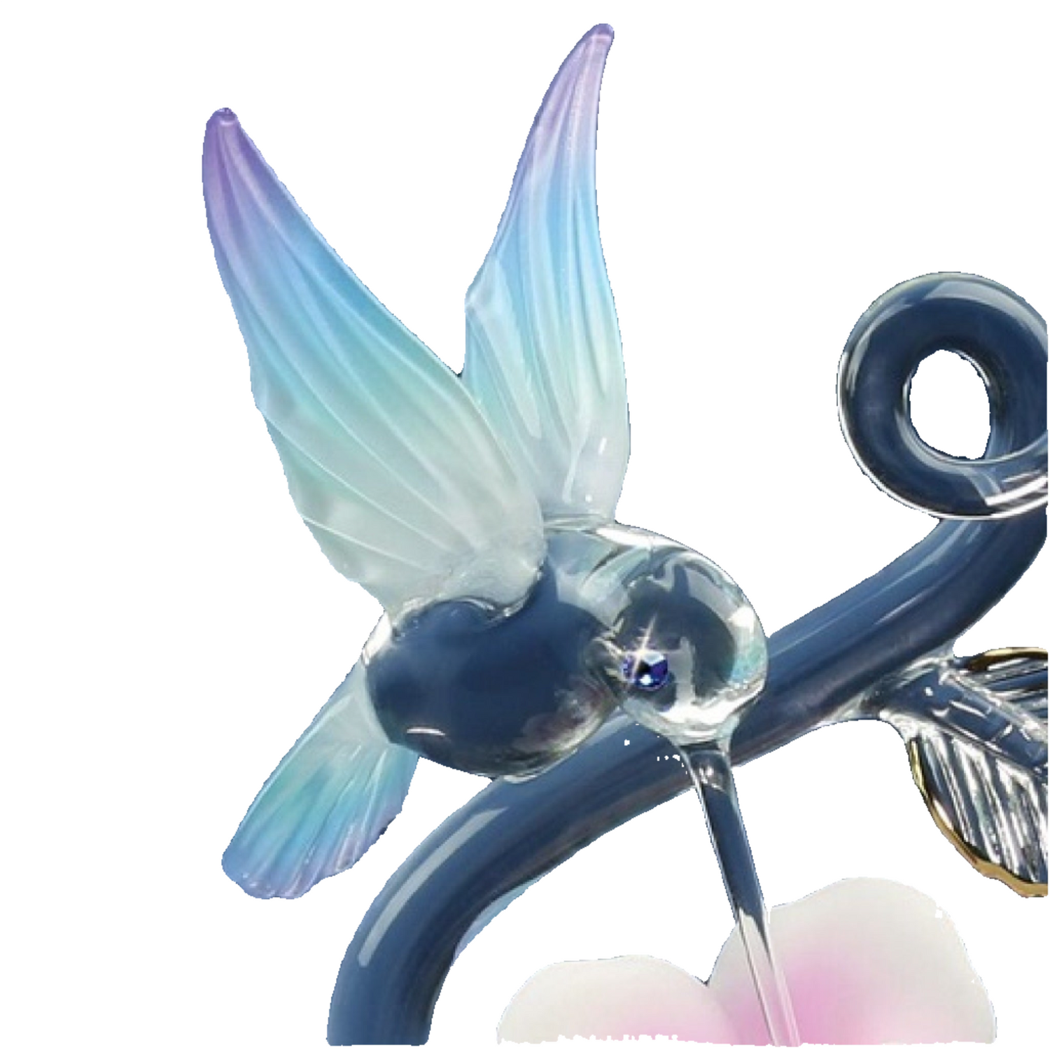 Glass Baron Hummingbird With Rose Vine