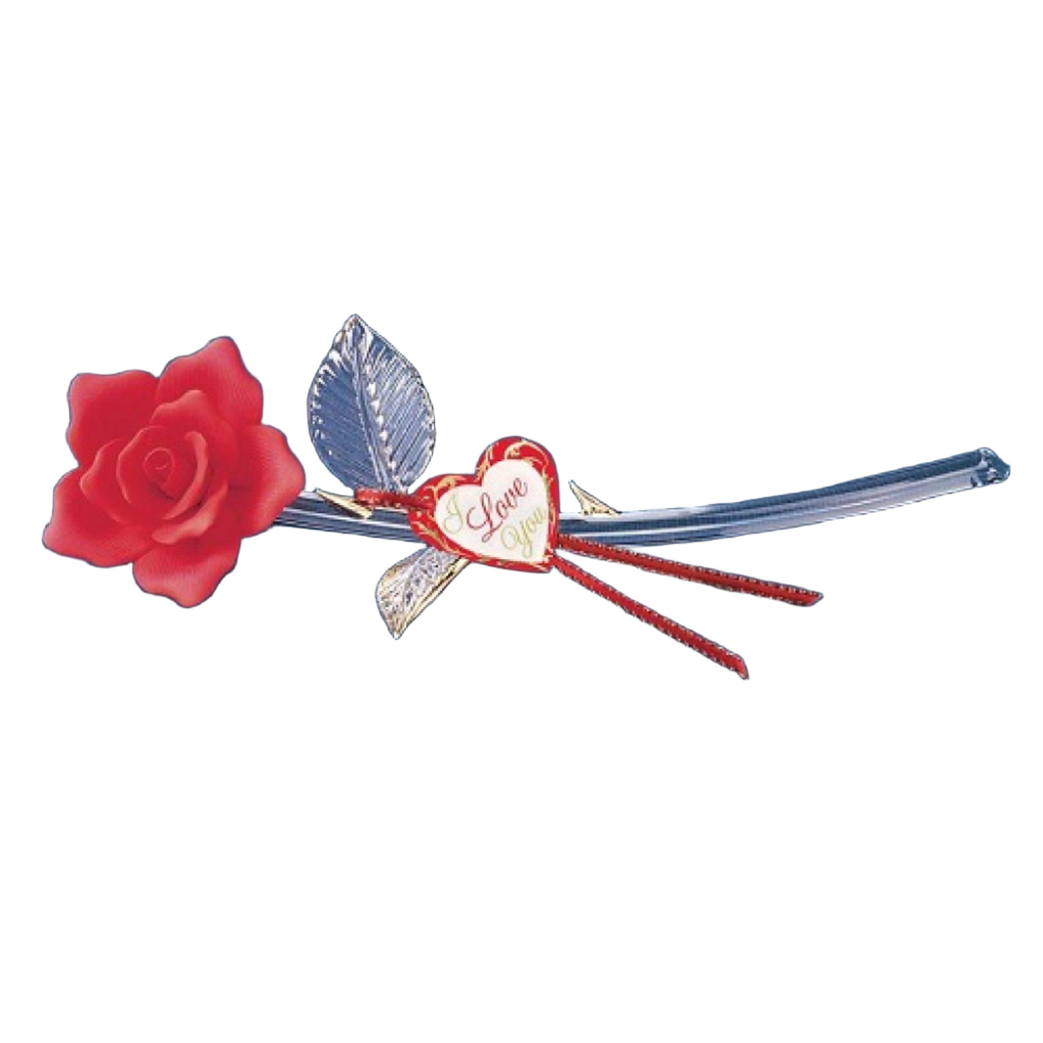 Glass Baron Red Long Stem Rose Glass Figurine