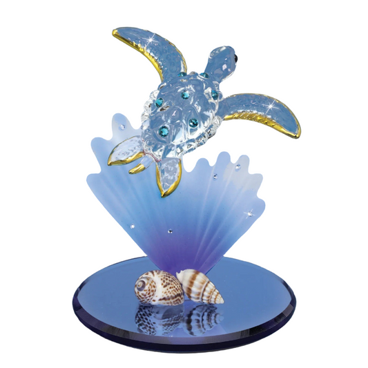 Glass Baron Sea Turtle, Blue Coral