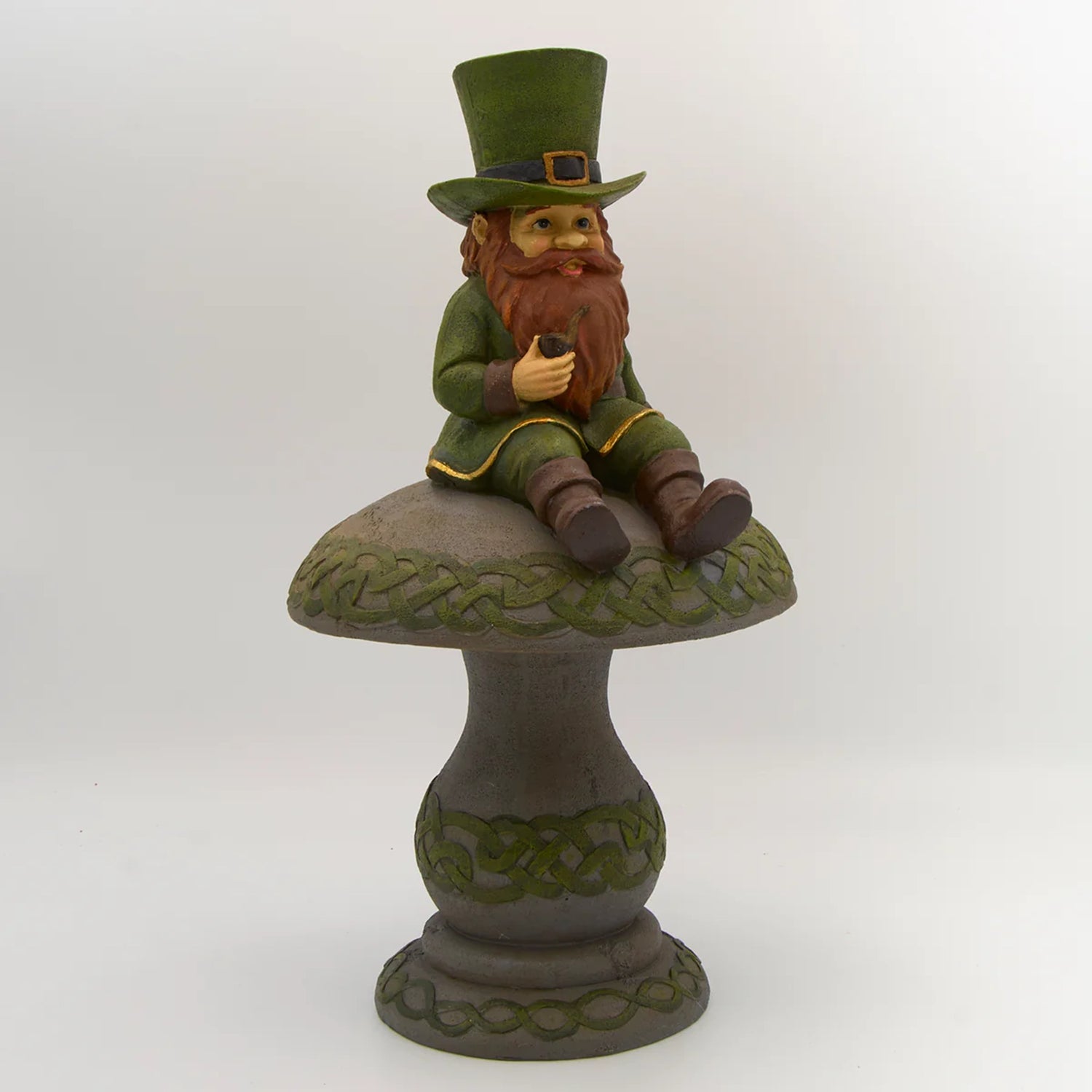 Roman Solar Leprechaun Sitting on Mushroom Garden Statue